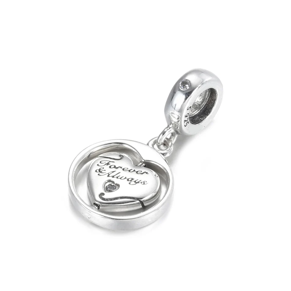 Authentic S925 Silver Pendant Bead fit Lady Bracelet Bangle Spinning Forever & Always Soulmate Heart Dangle Charms DIY Jewelry
Authentic S925 Silver Pendant Bead fit Lady Bracelet Bangle Spinning Forever & Always Soulmate Heart Dangle Charms DIY Jewelry