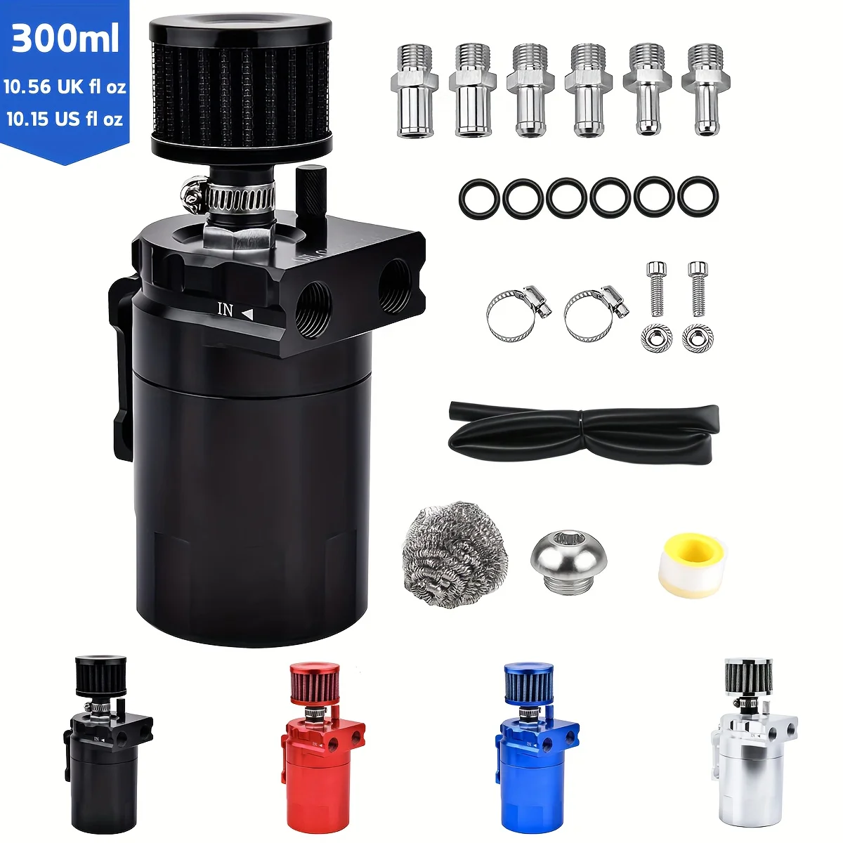 Oil Separator Kit Universal 300Ml Aluminum Oil Breather Pot Kit with Baffle Air Filter for Cars SUVs Trucks Pickups
Oil Separator Kit Universal 300Ml Aluminum Oil Breather Pot Kit with Baffle Air Filter for Cars SUVs Trucks Pickups