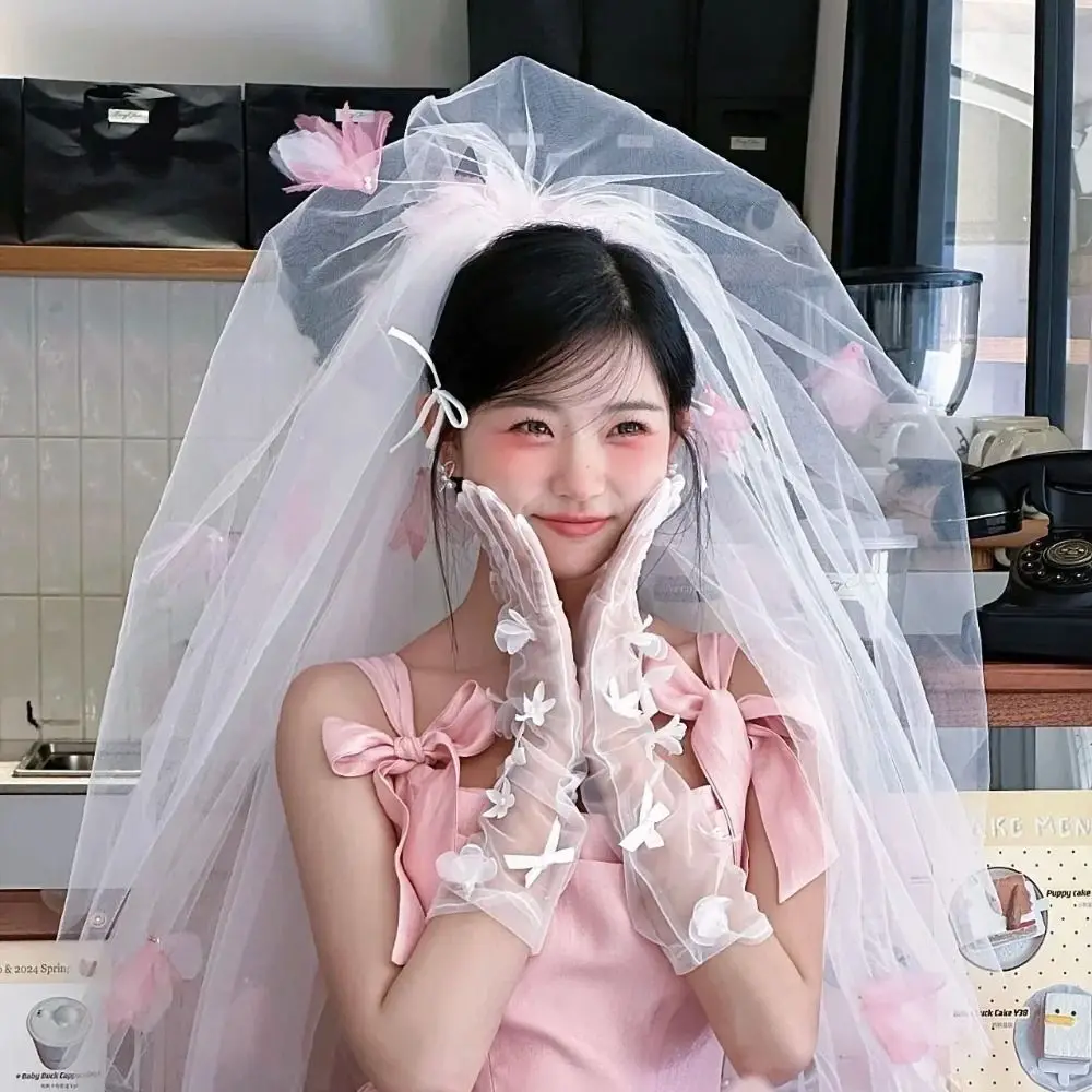 New Pink Flower Bridal Veil White Soft Wedding Veils Lace Tulle Bride Head Gauze Bride Accessories
New Pink Flower Bridal Veil White Soft Wedding Veils Lace Tulle Bride Head Gauze Bride Accessories