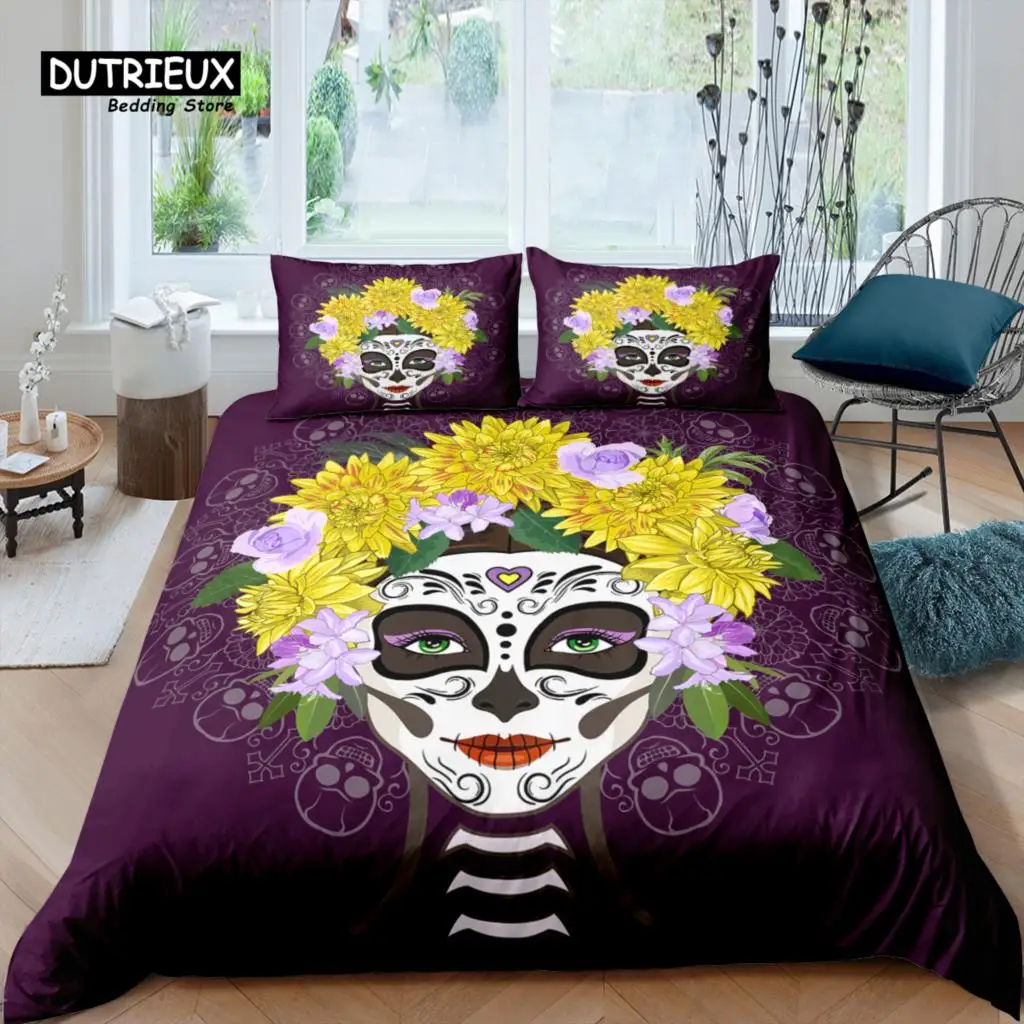 Home Living Luxury 3D Skull Girl Bedding Set Flower Duvet Cover Pillowcase Queen and King EU/US/AU/UK Size Comforter Bedding
Home Living Luxury 3D Skull Girl Bedding Set Flower Duvet Cover Pillowcase Queen and King EU/US/AU/UK Size Comforter Bedding