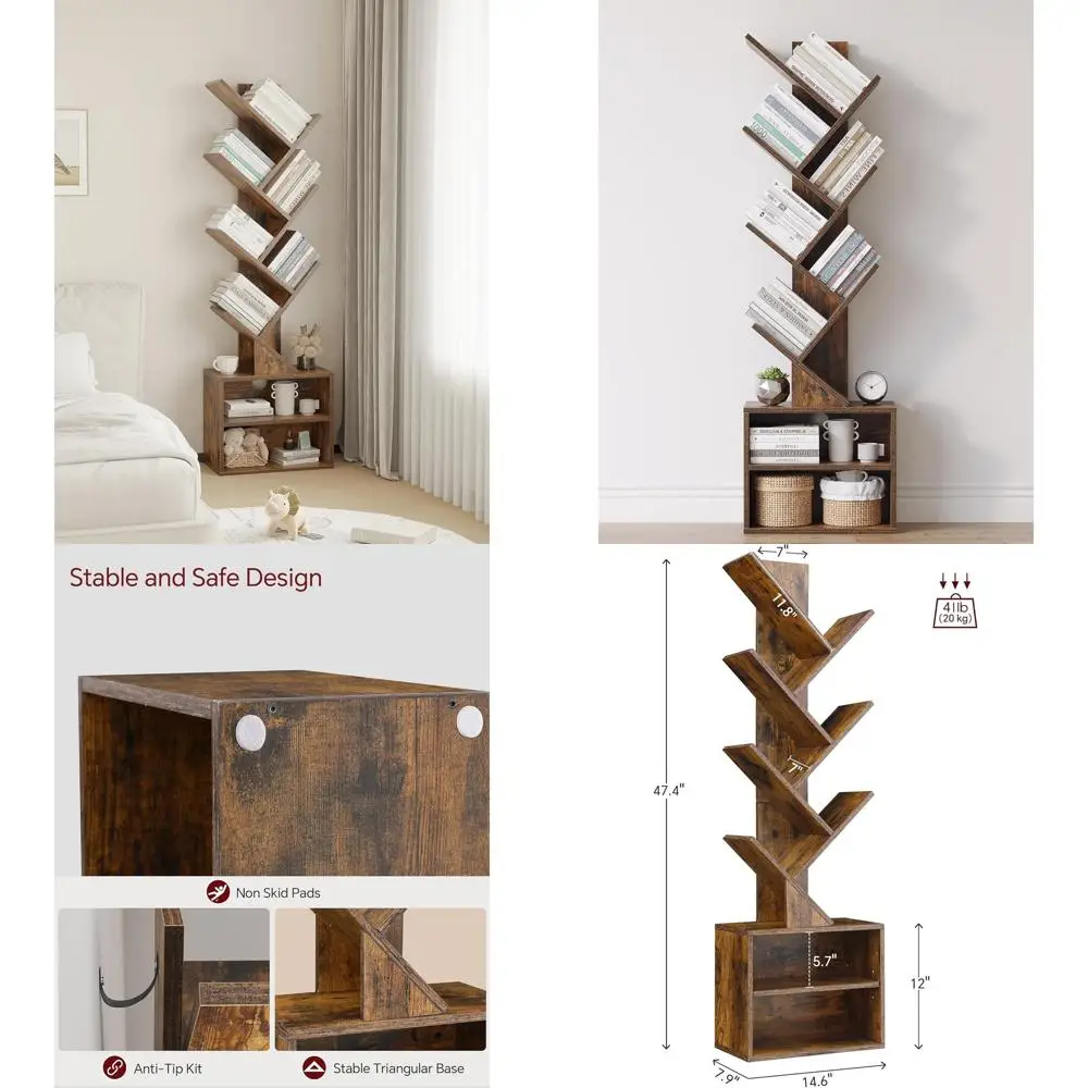 Высокий узкий книжный шкаф с 6 полками и местом для хранения, современный напольный органайзер для дома, цвет рустик-коричневый
Высокий узкий книжный шкаф с 6 полками и местом для хранения, современный напольный органайзер для дома, цвет рустик-коричневый