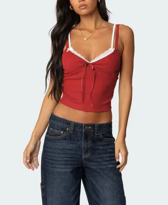 2026 Summer New Women's Fashion Sexy Contrast Strap Bow Decorative Tank Top Women's Wear
2026 Summer New Women's Fashion Sexy Contrast Strap Bow Decorative Tank Top Women's Wear