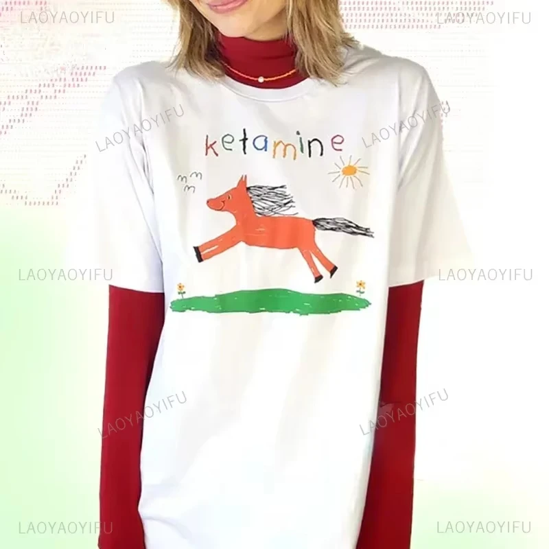 KETAMINE Funny Cartoon T Shirt Horse Anime Graphic Women Men Tees Loose Casual T-shirts Hipster Harajuku Cotton Couples Tshirts
KETAMINE Funny Cartoon T Shirt Horse Anime Graphic Women Men Tees Loose Casual T-shirts Hipster Harajuku Cotton Couples Tshirts