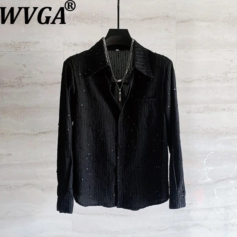 WVGA, весенне-осенняя новая мужская модная рубашка с длинными рукавами и блестками, шикарные нишевые повседневные топы с отложным воротником и подкладкой на плечах W13868
WVGA, весенне-осенняя новая мужская модная рубашка с длинными рукавами и блестками, шикарные нишевые повседневные топы с отложным воротником и подкладкой на плечах W13868
