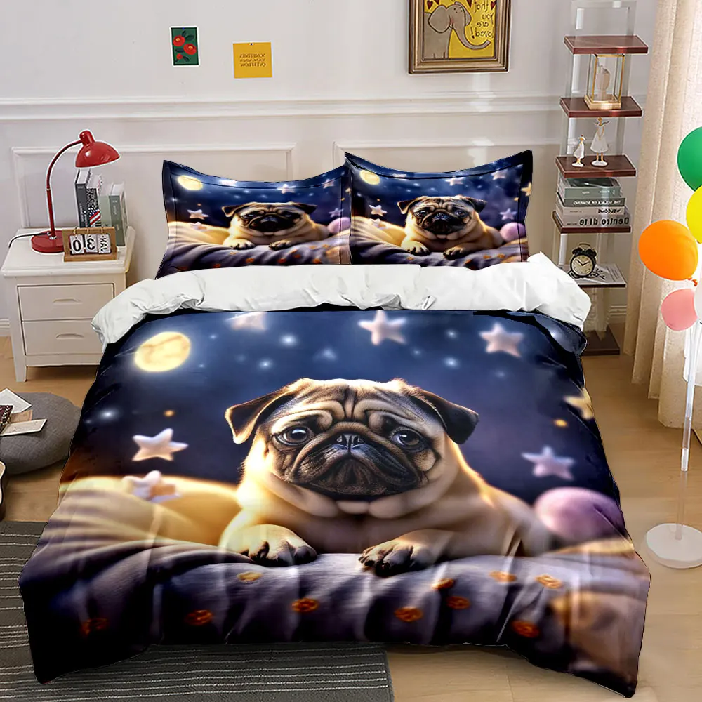 Pug under starry night Pattern Duvet Cover Set Digital Print Colorful Polyester Bedding with Zipper Closur for kids gifts
Pug under starry night Pattern Duvet Cover Set Digital Print Colorful Polyester Bedding with Zipper Closur for kids gifts