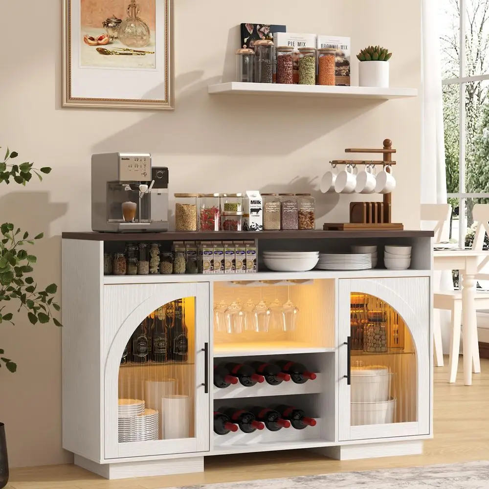 Bar Cabinet 54, Black Coffee Bar Cabinet with LED Lights, Arched Glass Doors, Wine Rack, Adjustable Shelves, Sideboard Buffet C
Bar Cabinet 54, Black Coffee Bar Cabinet with LED Lights, Arched Glass Doors, Wine Rack, Adjustable Shelves, Sideboard Buffet C