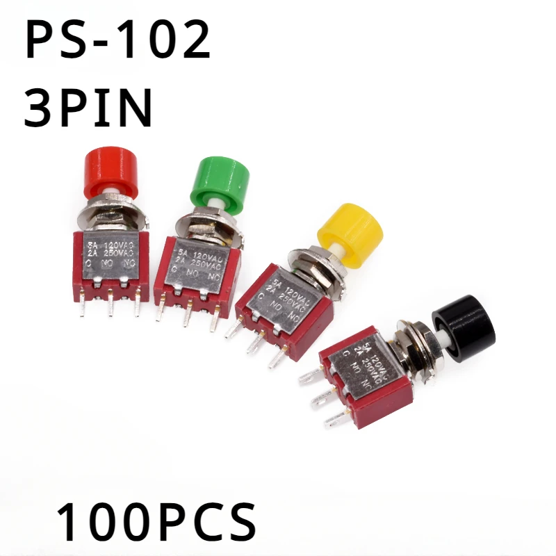 100PCS PS-102 3Pin C-NO-NC 6MM Mini Momentary Automatic Return Push Button Switch ON-(ON) 2A 250VAC/5A 120VAC
100PCS PS-102 3Pin C-NO-NC 6MM Mini Momentary Automatic Return Push Button Switch ON-(ON) 2A 250VAC/5A 120VAC