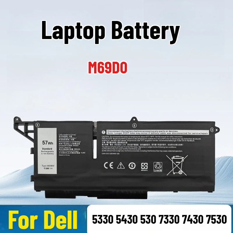 For Dell Latitude 5330 5430 530 7330 7430 7530 M69D0 Laptop Battery 293F1
For Dell Latitude 5330 5430 530 7330 7430 7530 M69D0 Laptop Battery 293F1
