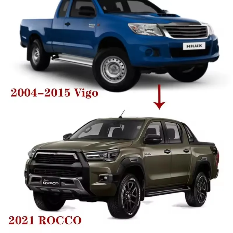 Новый обвес для Hilux Vigo 2004-2016. Модернизация до версии 2021 Rocco. Автоаксессуары. Передний бампер. Комплект для рестайлинга.
Новый обвес для Hilux Vigo 2004-2016. Модернизация до версии 2021 Rocco. Автоаксессуары. Передний бампер. Комплект для рестайлинга.