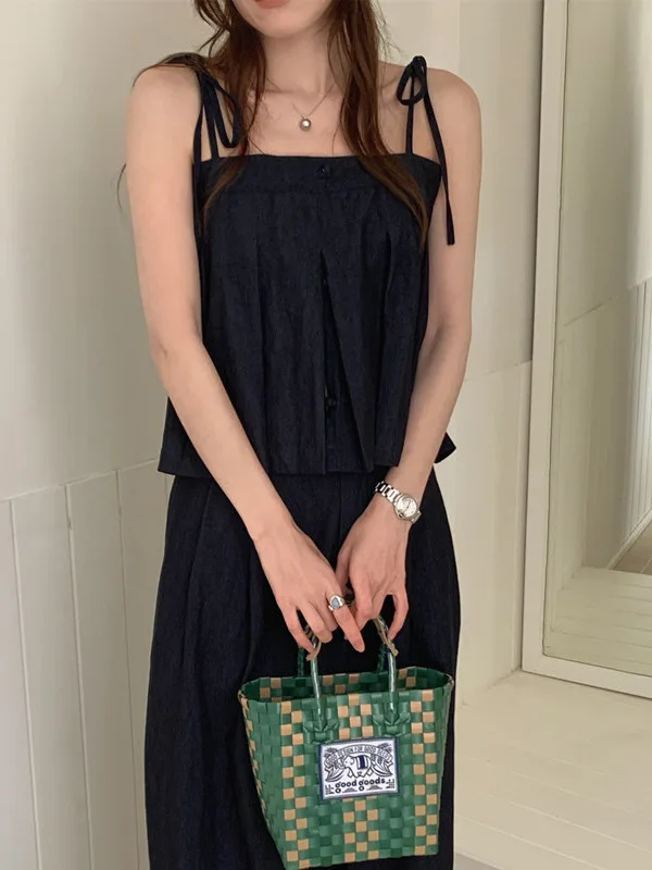 Летние новые широкие брюки с высокой талией, повседневные длинные брюки, комплект из двух предметов, женский дизайн, жилет с ремешком, повседневная одежда
Летние новые широкие брюки с высокой талией, повседневные длинные брюки, комплект из двух предметов, женский дизайн, жилет с ремешком, повседневная одежда