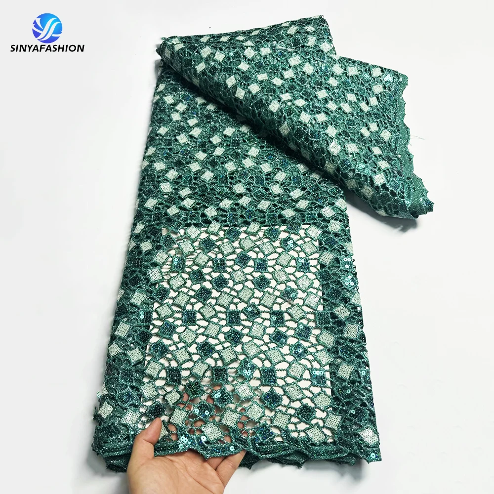Sinya African Cord Lace Fabric 2024 High Quality Lace With Sequins Water Soluble Nigerian Guipure Cord Lace For Wedding Dress
Sinya African Cord Lace Fabric 2024 High Quality Lace With Sequins Water Soluble Nigerian Guipure Cord Lace For Wedding Dress
