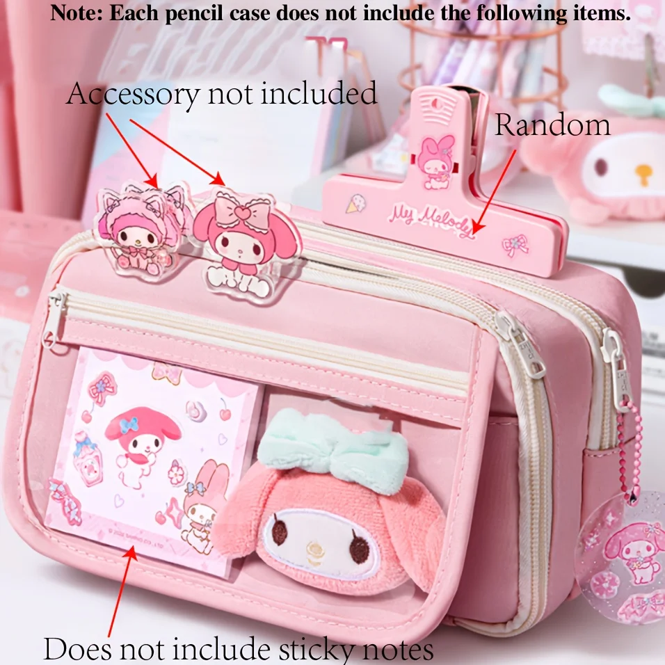 5pcs Sanrio Pencil Case Large Capacity, Comes with Stickers - Includes Clips, Keychain Cute Cartoon Doll Additions
5pcs Sanrio Pencil Case Large Capacity, Comes with Stickers - Includes Clips, Keychain Cute Cartoon Doll Additions
