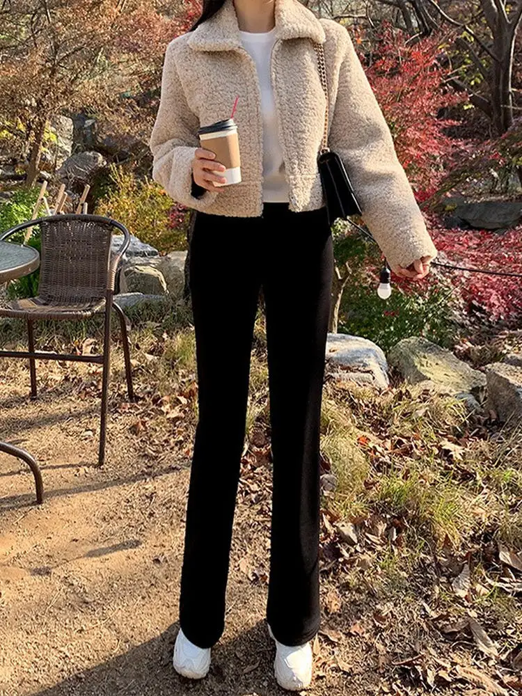 Women's Fce Lined Straight Leg Pants Winter Thiened Narrow Version Wide Leg Pants High Waist Casual Trousers
Women's Fce Lined Straight Leg Pants Winter Thiened Narrow Version Wide Leg Pants High Waist Casual Trousers