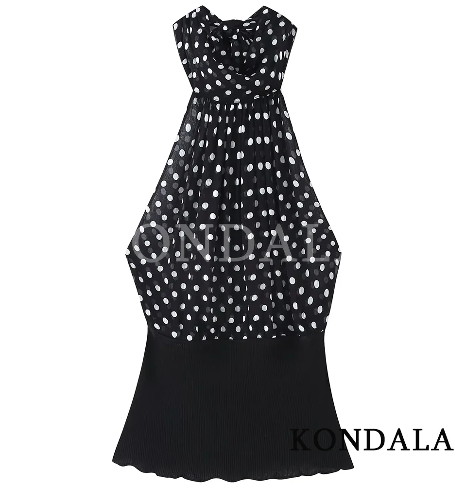 KONDALA Women Beach Sexy Polka Dot Trendy Halter Top Lace-up Backless Sleeveless Top New Fashion 2026 Spring Summrer Holiday Top
KONDALA Women Beach Sexy Polka Dot Trendy Halter Top Lace-up Backless Sleeveless Top New Fashion 2026 Spring Summrer Holiday Top