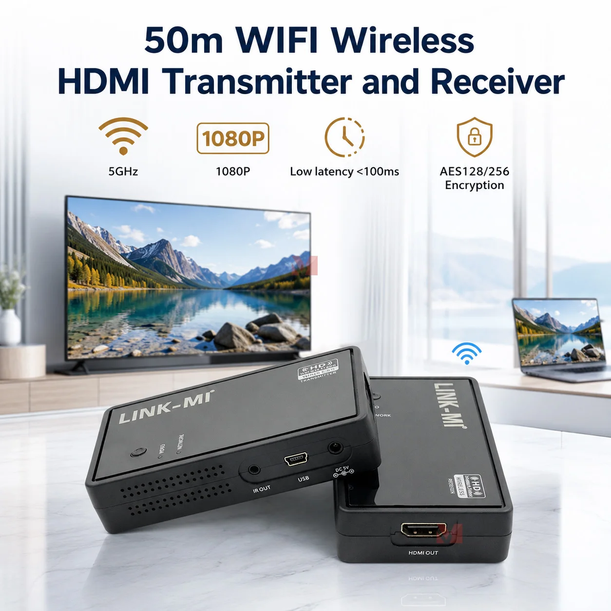 50m WIFI Wireless HDMI Transmitter and Receiver 5GHz Video 1080P For Blu-ray player DVD
50m WIFI Wireless HDMI Transmitter and Receiver 5GHz Video 1080P For Blu-ray player DVD