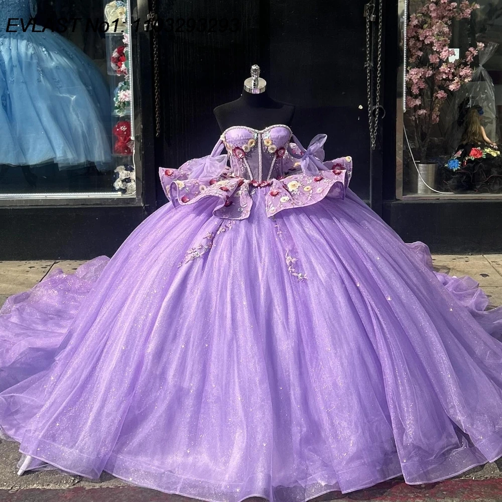 EVLAST Customized Shiny Lilac Quinceanera Dress Ball Gown Lace Applique Beading Tiered Corset Sweet 16 Vestido De 15 Anos E1Q345
EVLAST Customized Shiny Lilac Quinceanera Dress Ball Gown Lace Applique Beading Tiered Corset Sweet 16 Vestido De 15 Anos E1Q345
