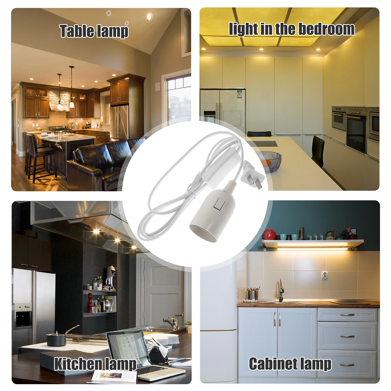 Chandelier Light Bulb Accessories Sturdy PVC Flame Retardant Heat Resistant Long Cord White Plug Socket Two Prong Flat Switch
Chandelier Light Bulb Accessories Sturdy PVC Flame Retardant Heat Resistant Long Cord White Plug Socket Two Prong Flat Switch