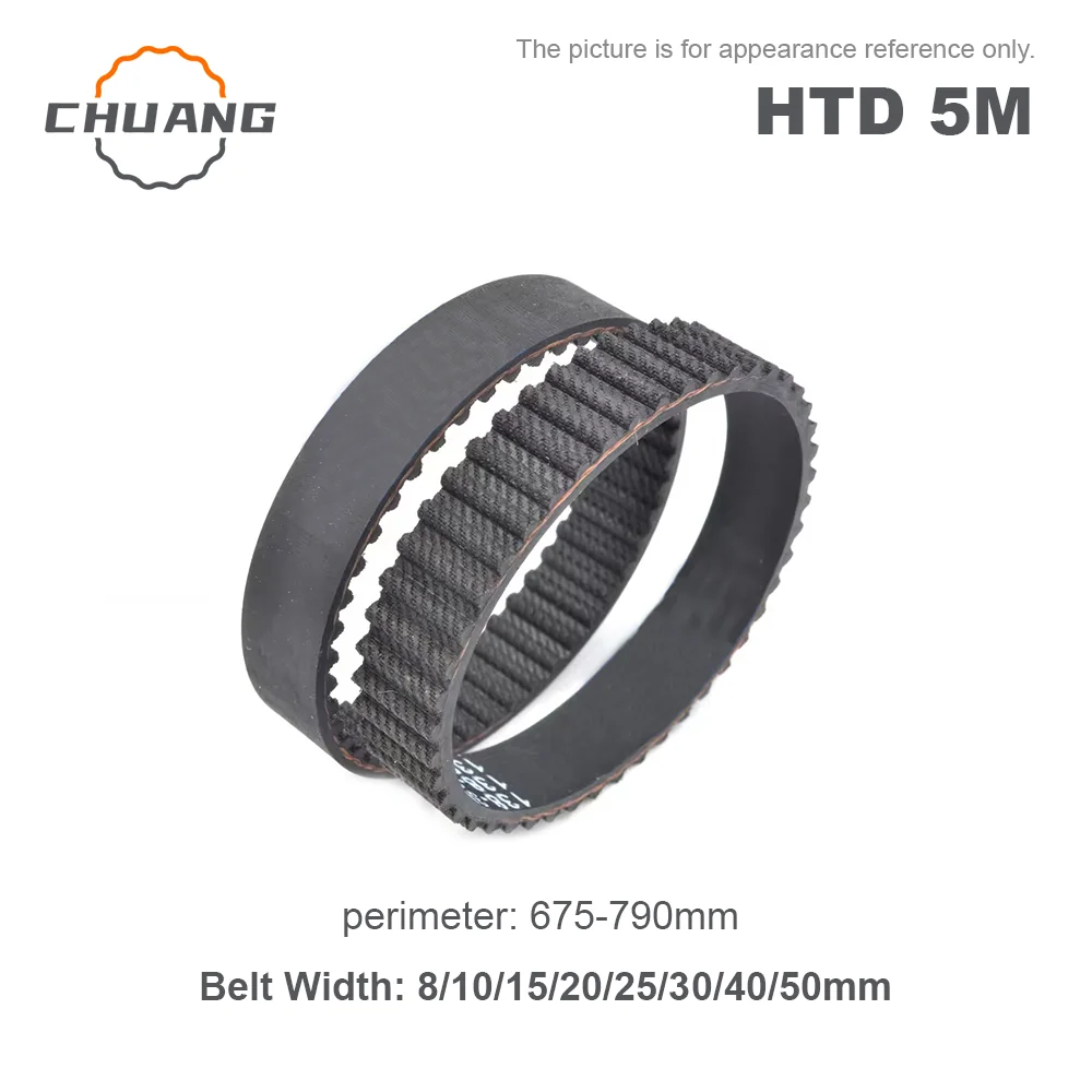 HTD 5M Timing belt Length 675-790mm Width 8/10/12/15/20/25/30/35/40mm HTD5M Closed loop rubber band
HTD 5M Timing belt Length 675-790mm Width 8/10/12/15/20/25/30/35/40mm HTD5M Closed loop rubber band