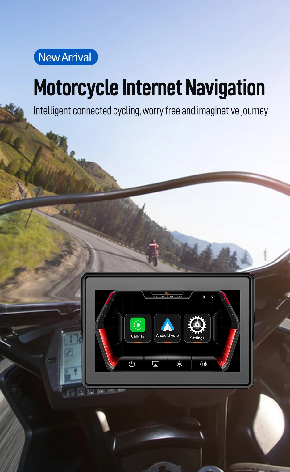 F92 Портативный сенсорный экран CarPlay Android Auto GPS Мотоциклетный навигационный дисплей BT Wi-Fi 5,0 дюймов Цифровая приборная панель мотоцикла
F92 Портативный сенсорный экран CarPlay Android Auto GPS Мотоциклетный навигационный дисплей BT Wi-Fi 5,0 дюймов Цифровая приборная панель мотоцикла