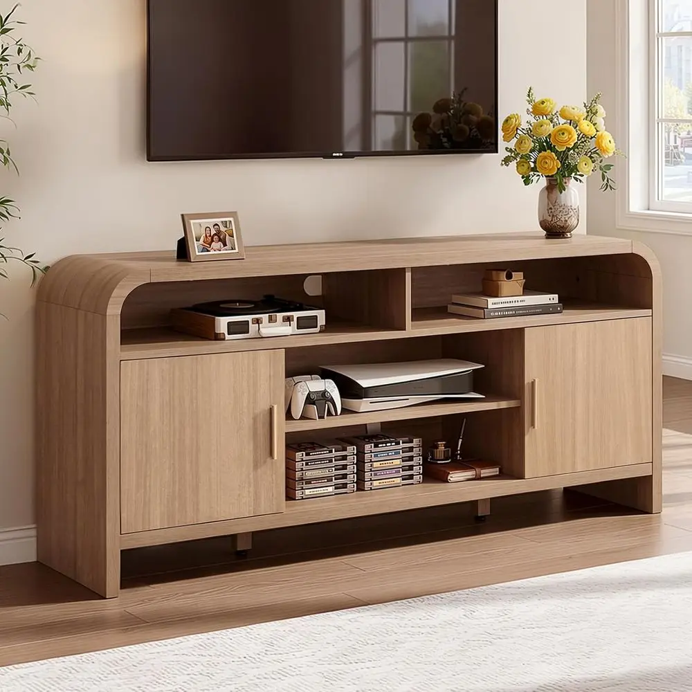 Curved Profile Entertainment Center for TVs up to 65 - Wooden Board, Adjustable Shelves, Storage Cabinet for Media Room or Livin
Curved Profile Entertainment Center for TVs up to 65 - Wooden Board, Adjustable Shelves, Storage Cabinet for Media Room or Livin