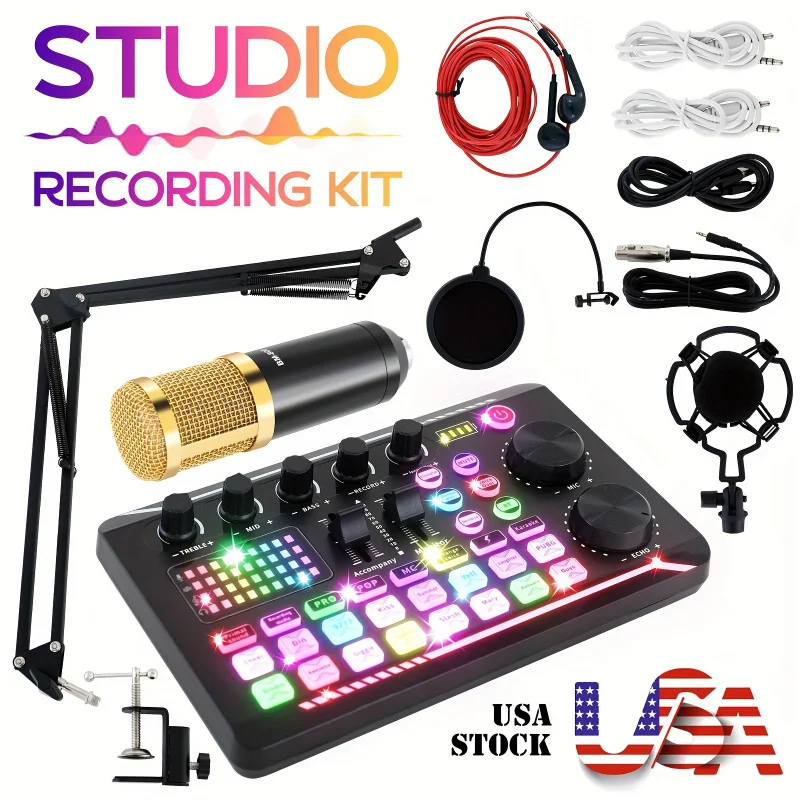 Home Recording Studio Equipment Podcasting Music Audio Mixer Capacitor Wired Microphone Set
Home Recording Studio Equipment Podcasting Music Audio Mixer Capacitor Wired Microphone Set