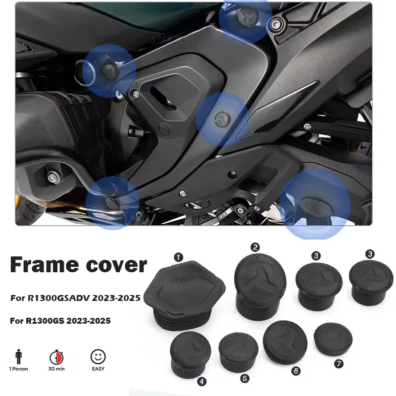 New For BMW R1300GS R1300GS Adventure ADV R1300GSA Motorcycle Frame Hole Cover Caps Decorative Frame Cap Plug Hide screw cover
New For BMW R1300GS R1300GS Adventure ADV R1300GSA Motorcycle Frame Hole Cover Caps Decorative Frame Cap Plug Hide screw cover