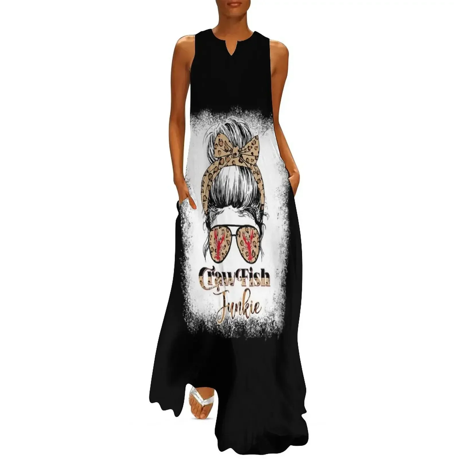 Bleached Crawfish Junkie Leopard Messy Bun With Sunglasses Long Dress women dresses Dress 
Bleached Crawfish Junkie Leopard Messy Bun With Sunglasses Long Dress women dresses Dress