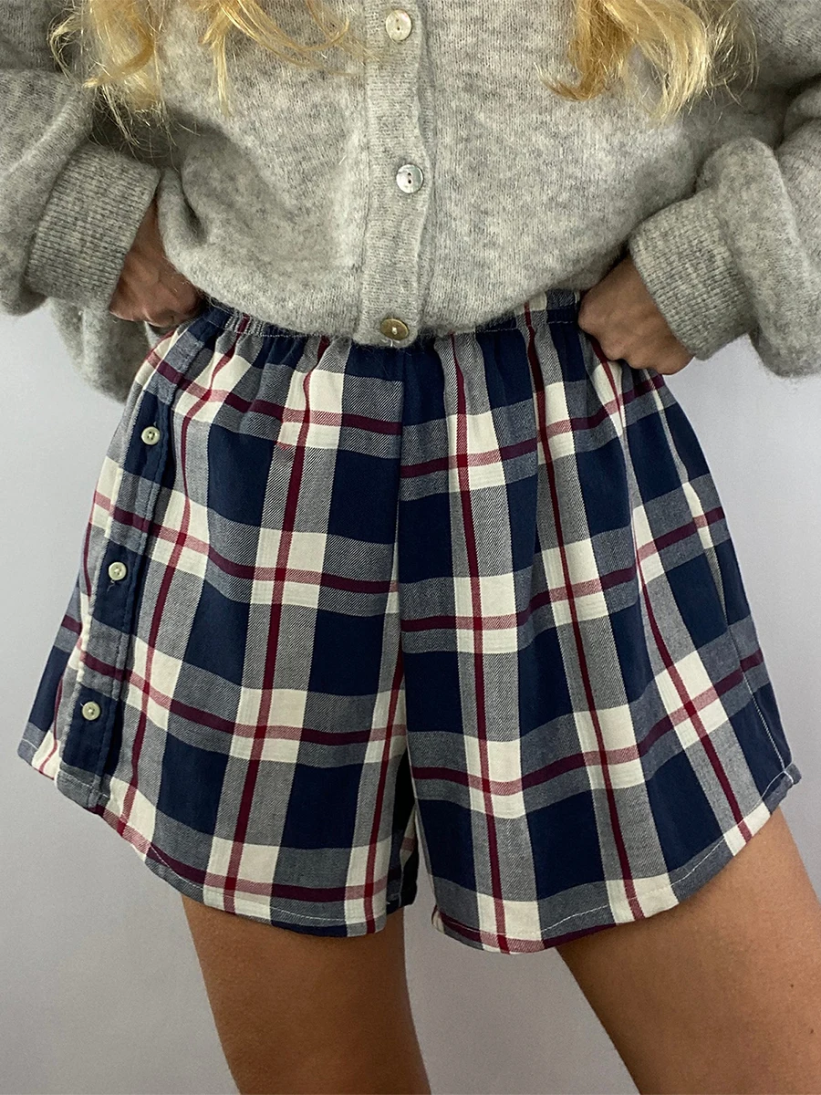 New Fashion Womens Summer Casual Plaid Shorts Elastic Band Wide Leg Beach Streetwear Shorts Skin Friendly Hot Sale S-XL
New Fashion Womens Summer Casual Plaid Shorts Elastic Band Wide Leg Beach Streetwear Shorts Skin Friendly Hot Sale S-XL
