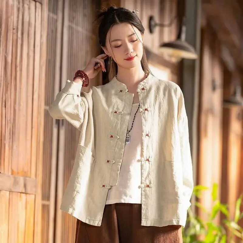 New Chinese Style Women's Long Sleeve Open Cardigan Jacket Loose Fit Stand Collar Button Up Artistic Zen Top Cotton Linen
New Chinese Style Women's Long Sleeve Open Cardigan Jacket Loose Fit Stand Collar Button Up Artistic Zen Top Cotton Linen