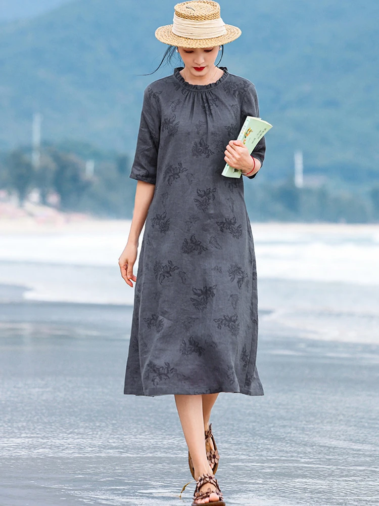 High Quality Linen Casual Dress Women New Arrival 2025 Summer Vintage Style Floral Print Loose Female A-line Long Dresses M1315
High Quality Linen Casual Dress Women New Arrival 2025 Summer Vintage Style Floral Print Loose Female A-line Long Dresses M1315