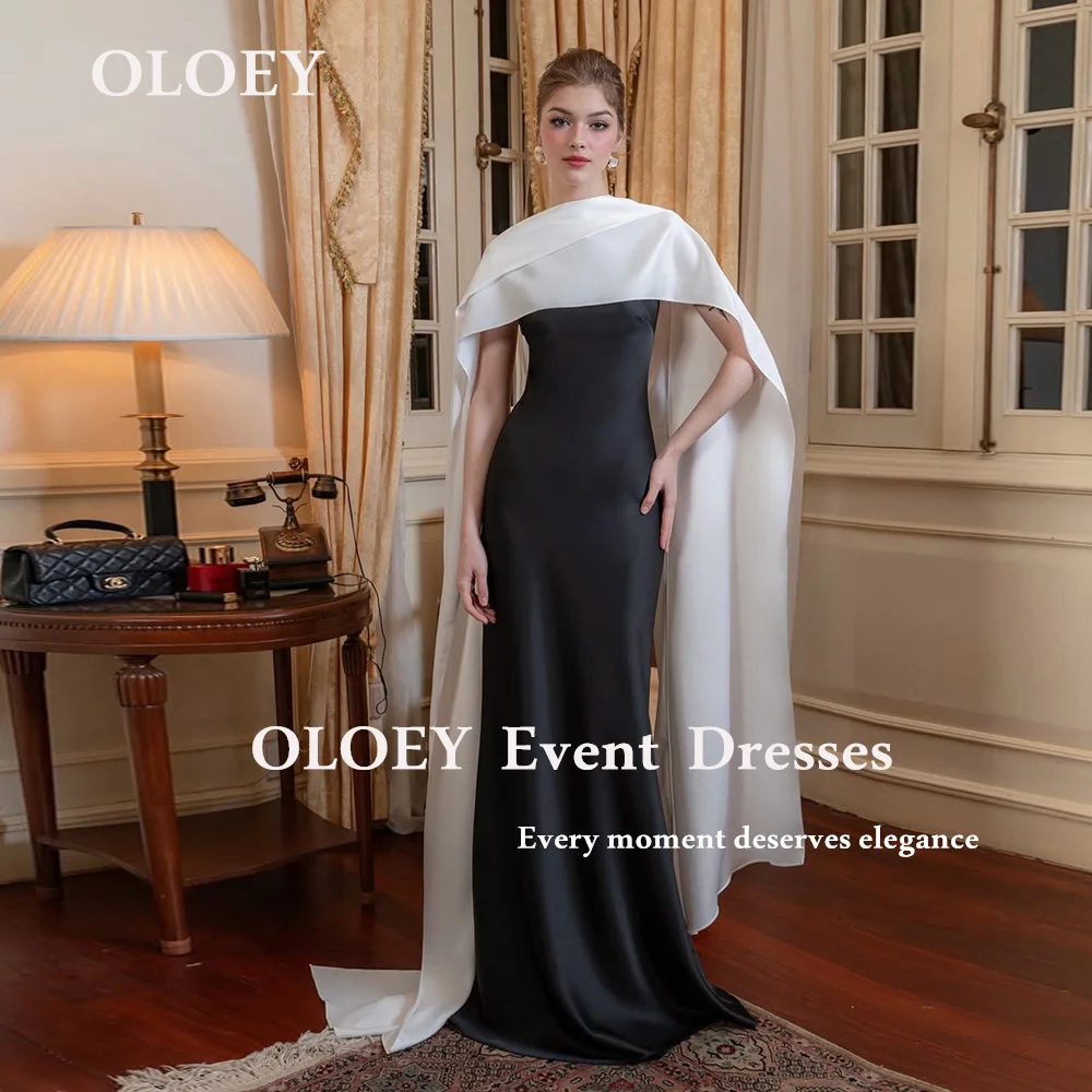 OLOEY Contrast Colored Black Evening Dresses with Ivory Scarf Women Wedding Party Gowns Sleeveless Soft Satin Free Customized
OLOEY Contrast Colored Black Evening Dresses with Ivory Scarf Women Wedding Party Gowns Sleeveless Soft Satin Free Customized