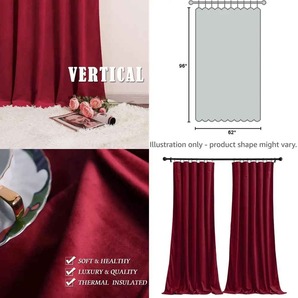 Luxury Red Velvet Light-Blocking Vertical Curtains, W62 x L96, Set of 2 for Sliding Doors & Living Room Decor
Luxury Red Velvet Light-Blocking Vertical Curtains, W62 x L96, Set of 2 for Sliding Doors & Living Room Decor