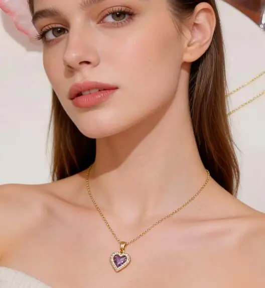 Artificial Gems Heart Pendant Necklace for women 2026 Golden Stainless Steel Heart Neck Chain Female Necklaces Jewelry for Girl
Artificial Gems Heart Pendant Necklace for women 2026 Golden Stainless Steel Heart Neck Chain Female Necklaces Jewelry for Girl