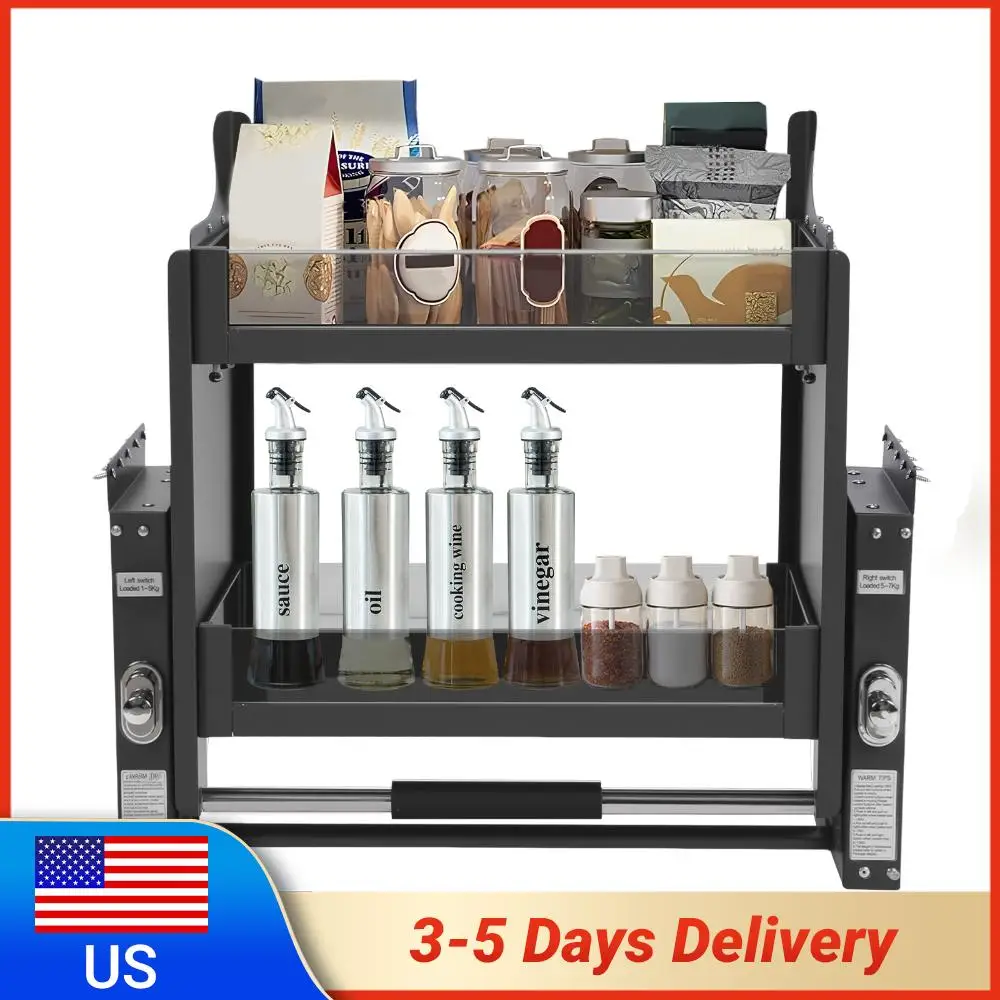 2-Tier Efficient Kitchen Organizer Aluminum Alloy 22.2 Inch Pull Cabinet Shelf Organizer Large Storage Space 15kg
2-Tier Efficient Kitchen Organizer Aluminum Alloy 22.2 Inch Pull Cabinet Shelf Organizer Large Storage Space 15kg