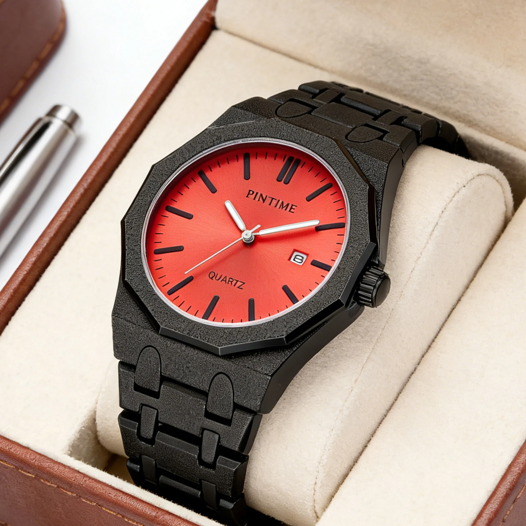 Men's quartz watch, featuring a 12-sided circular dial design, with a unique style, a calendar function, a matte polished steel
Men's quartz watch, featuring a 12-sided circular dial design, with a unique style, a calendar function, a matte polished steel
