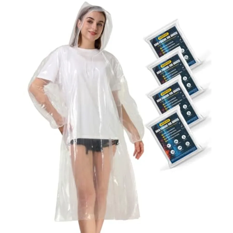 Disposable Rain Ponchos for Adults, Clear Poncho with Hood, Emergency raincoats for Hiking, Camping, Travel
Disposable Rain Ponchos for Adults, Clear Poncho with Hood, Emergency raincoats for Hiking, Camping, Travel