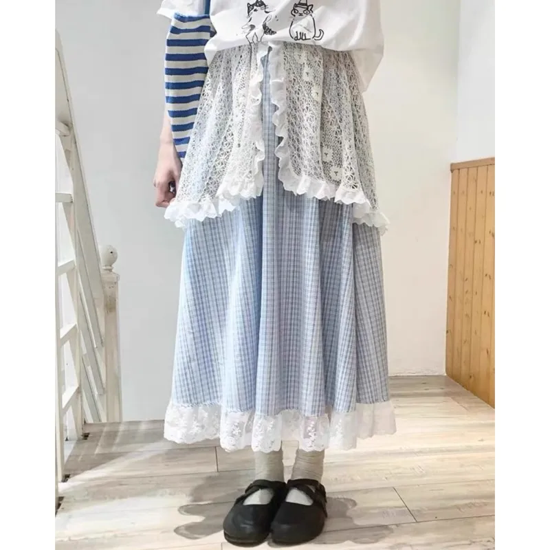 Johnature 2025 New Lace Stitching Plaid High-waisted Skirt Women Spring Versatile New Casual Loose Japanese Women Midi Skirts
Johnature 2025 New Lace Stitching Plaid High-waisted Skirt Women Spring Versatile New Casual Loose Japanese Women Midi Skirts