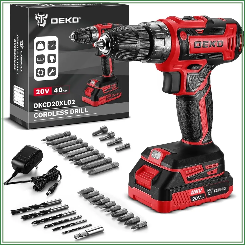 Cordless Drill Set 20V Power Drill with Battery and Charger for Home DIY Projects Red
Cordless Drill Set 20V Power Drill with Battery and Charger for Home DIY Projects Red