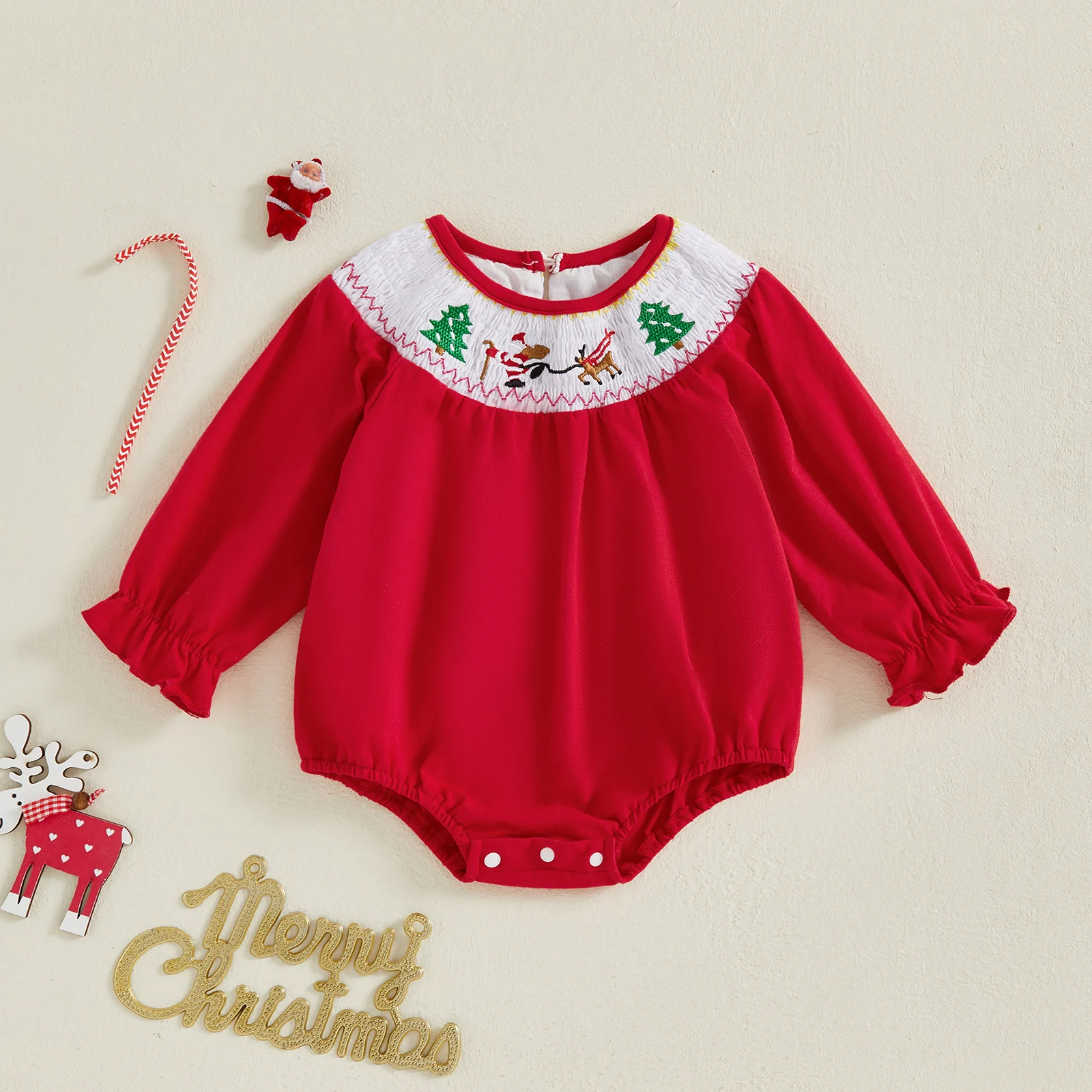 2025-06-05 Lioraitiin Baby Girl Christmas Romper Long Sleeve Round Neck Tree Reindeer Embroidery Jumpsuit
2025-06-05 Lioraitiin Baby Girl Christmas Romper Long Sleeve Round Neck Tree Reindeer Embroidery Jumpsuit