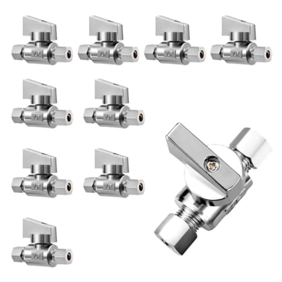10 Pack Premium Brass 3/8" Compression x 3/8" Compression Angle Valve Quarter Turn Water Straight Angle Valve
10 Pack Premium Brass 3/8" Compression x 3/8" Compression Angle Valve Quarter Turn Water Straight Angle Valve