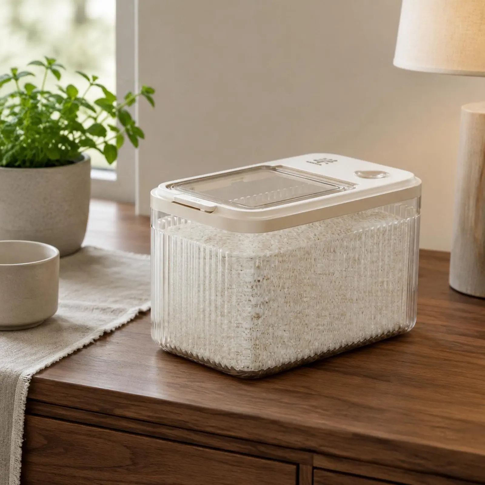 Sealed Rice Container Transparent Lid Moisture-Proof Rice Box Proof Grain Tub Clear Body Dry Food Dispenser for Pantry
Sealed Rice Container Transparent Lid Moisture-Proof Rice Box Proof Grain Tub Clear Body Dry Food Dispenser for Pantry