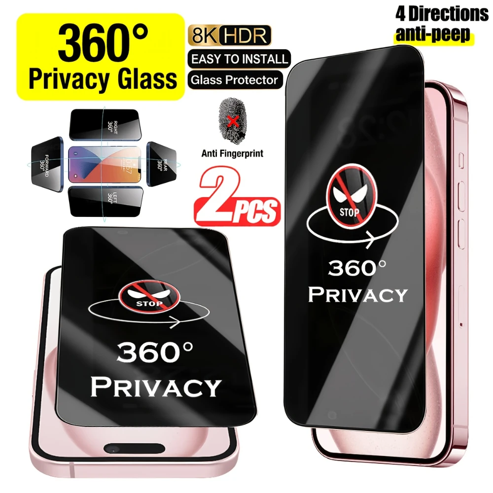 NNBILI 2Pcs 4 Way 360 Degree Privacy Screen Protector for iPhone 17 16 15 14 13 12 11 Pro Max 17Air 17e 16e 360 Degree All-round
NNBILI 2Pcs 4 Way 360 Degree Privacy Screen Protector for iPhone 17 16 15 14 13 12 11 Pro Max 17Air 17e 16e 360 Degree All-round