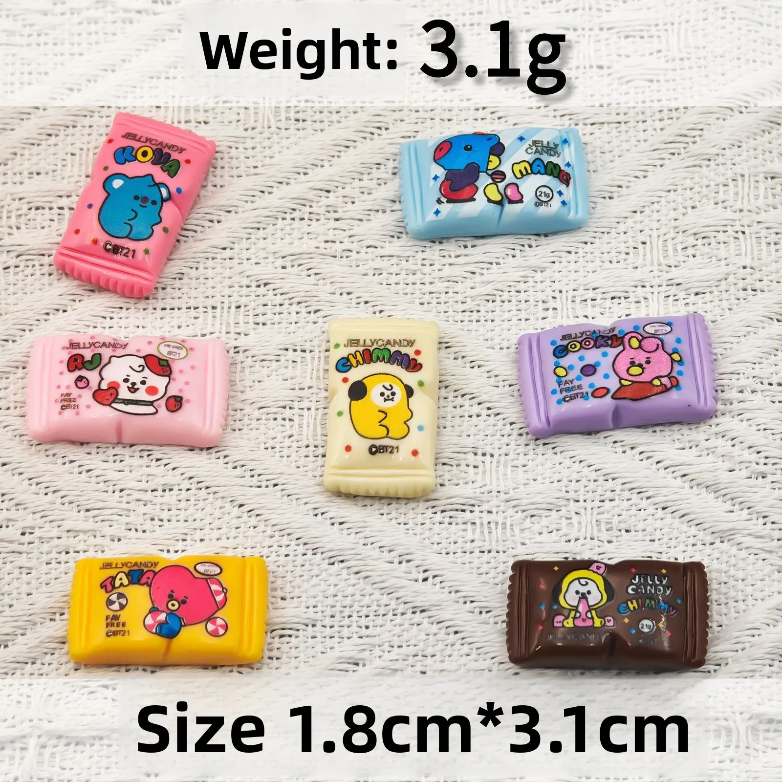BT21 cartoon cute realistic resin candy accessories DIY handmade decoration parts toys fan support anime merchandise wholesale
BT21 cartoon cute realistic resin candy accessories DIY handmade decoration parts toys fan support anime merchandise wholesale