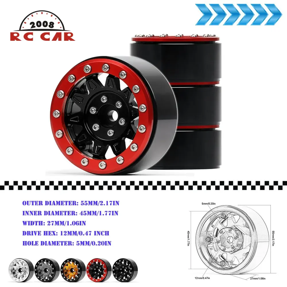 1.9” Alloy 12mm Hex Beadlock Rims Wheels Hub for 1/10 RC Crawler MST Jimny TRX4 RC4WD AXI03007 Bronco D110 F350 Modifications
1.9” Alloy 12mm Hex Beadlock Rims Wheels Hub for 1/10 RC Crawler MST Jimny TRX4 RC4WD AXI03007 Bronco D110 F350 Modifications