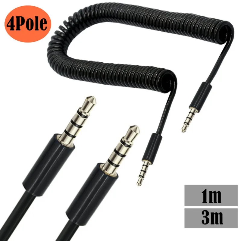 Telescopic Cable Mobile Phone Computer Digital Equipment Audio Cable DC3.5 Car AUX Audio 4-core Spring Cable 4-segment