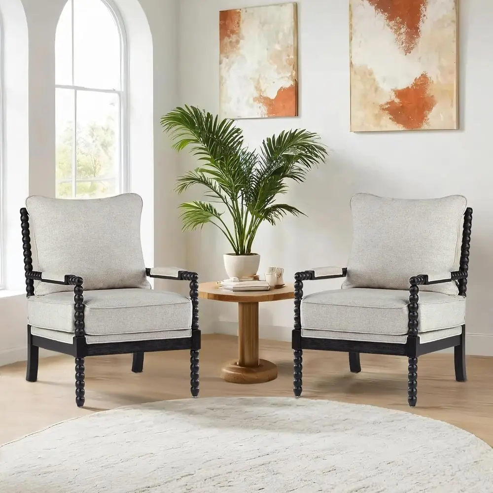 Spindle Accent Chairs Set of 2, High Resilience Spring Cushion, Armrest Pads, Ideal for Leisure or Living Spaces
Spindle Accent Chairs Set of 2, High Resilience Spring Cushion, Armrest Pads, Ideal for Leisure or Living Spaces