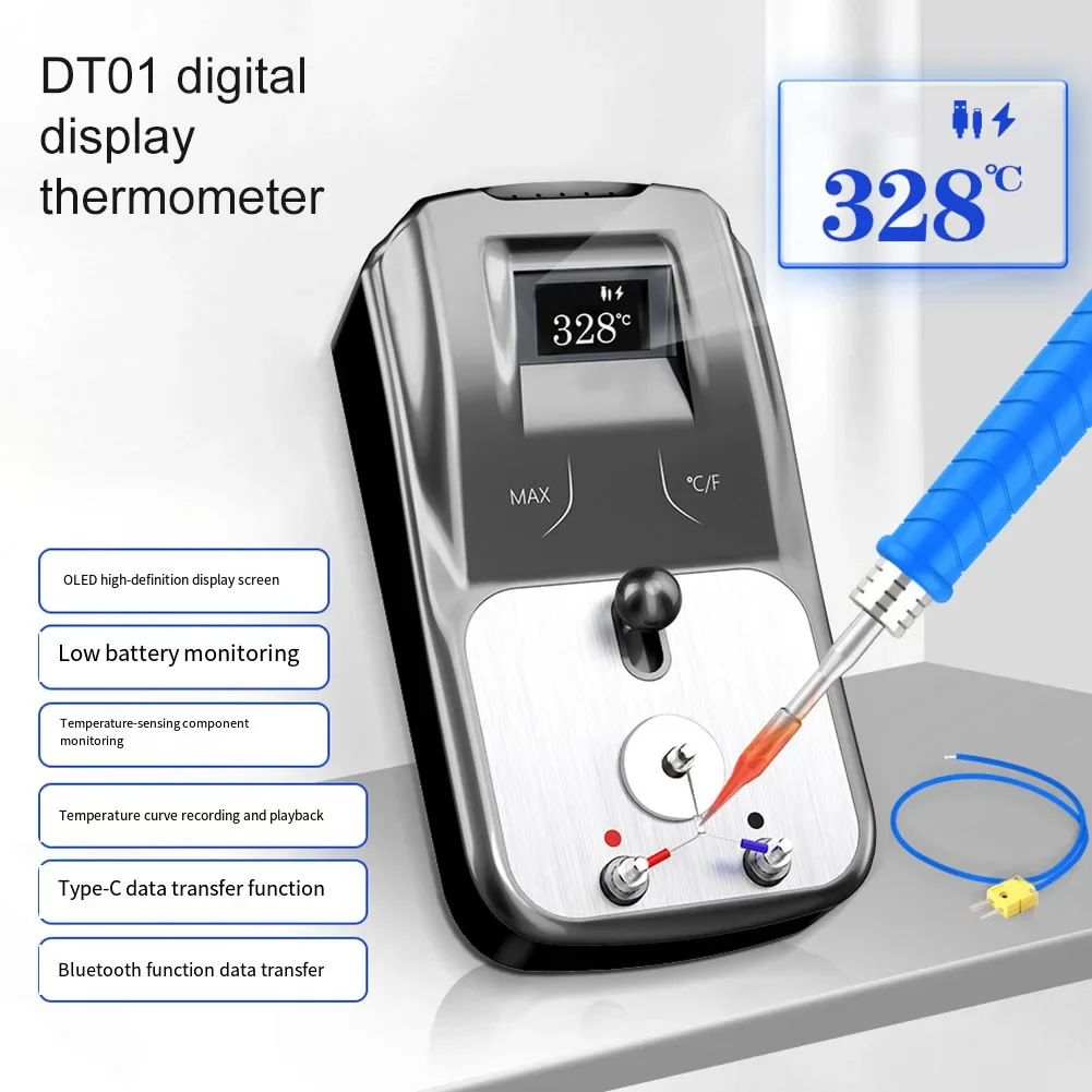 J C Axiong DT01 Digital Thermometer Soldering Iron Soldering Station Rework Station Recording Temperature Automatic Calibration
J C Axiong DT01 Digital Thermometer Soldering Iron Soldering Station Rework Station Recording Temperature Automatic Calibration