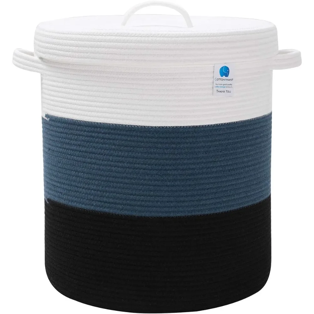 16" x 16" x 18" Extra Large Storage Basket with Lid, Cotton Rope Storage Baskets, Laundry Hamper, Toy Bin, for Toys Towels Blank
16" x 16" x 18" Extra Large Storage Basket with Lid, Cotton Rope Storage Baskets, Laundry Hamper, Toy Bin, for Toys Towels Blank