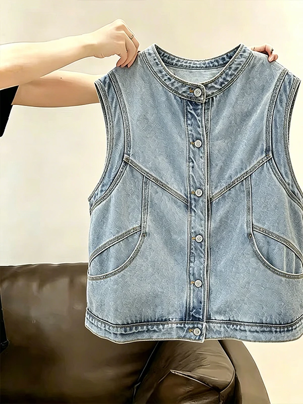 Summer New plus Size Sleeveless Single Button Denim Vest Women's Versatile Vintage High-End Fashion Top Trendy
Summer New plus Size Sleeveless Single Button Denim Vest Women's Versatile Vintage High-End Fashion Top Trendy