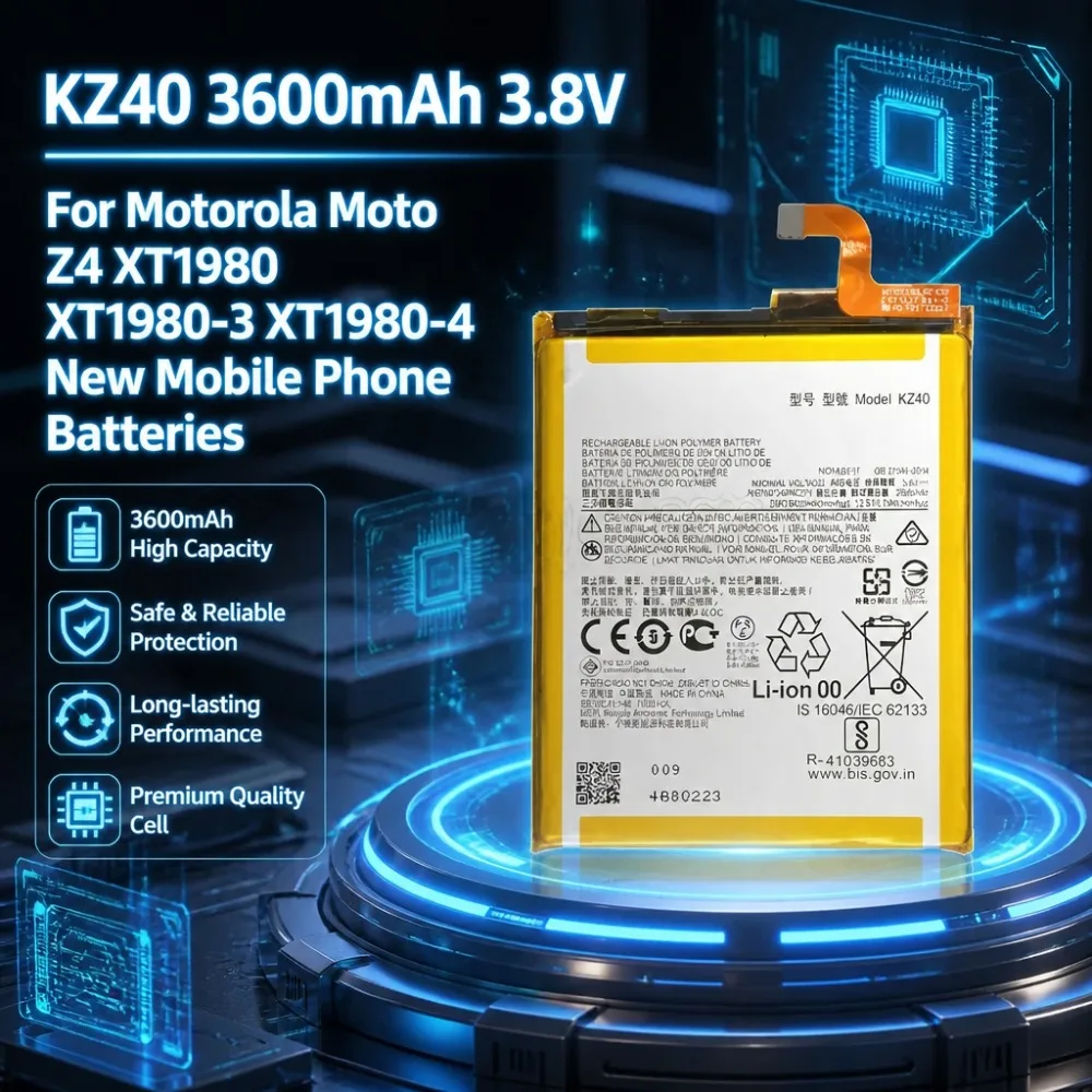 Large Capacity KZ40 3600mAh 3.8V Replacement Battery for Motorola Moto Z4 XT1980 XT1980-3 XT1980-4 New Mobile Phone Batteries
Large Capacity KZ40 3600mAh 3.8V Replacement Battery for Motorola Moto Z4 XT1980 XT1980-3 XT1980-4 New Mobile Phone Batteries